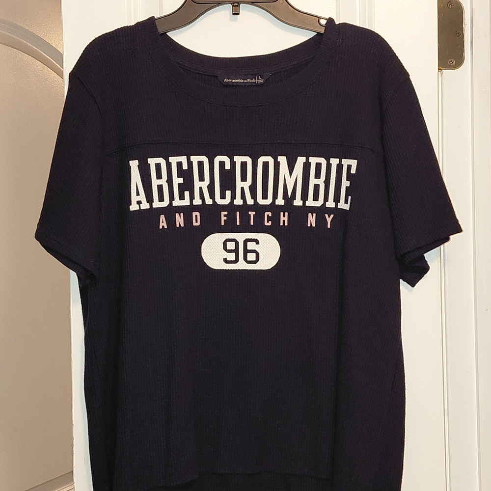 Abercrombie & Fitch Dark Blue Tee with White Print